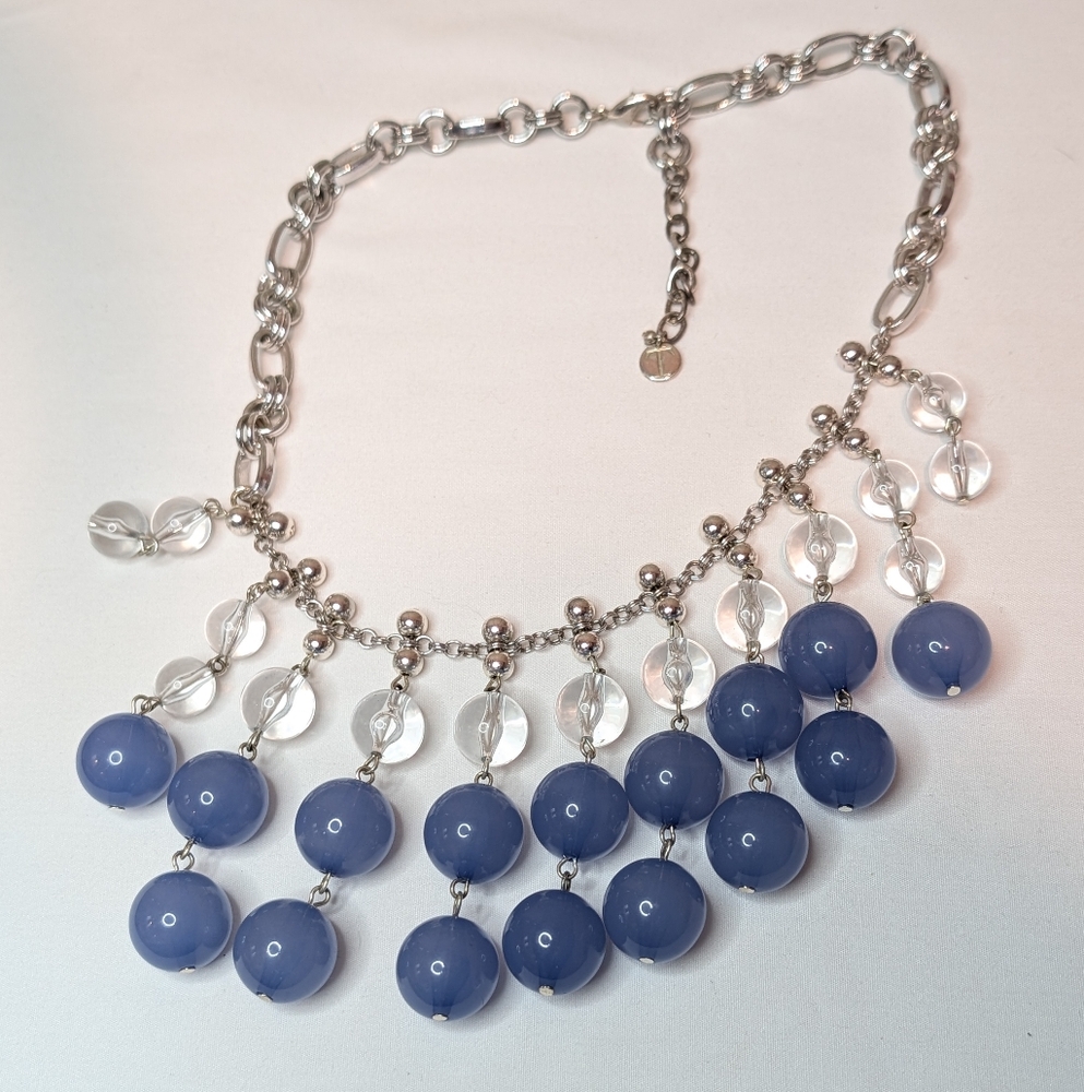 Beaded Silver Dangle Necklace